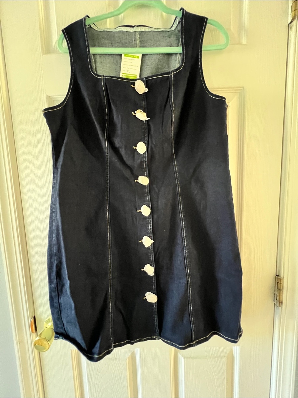Sleeveless Navy Button-Front Shift Dress